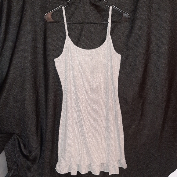 Shein spaghetti strap ruffle hem Gray mini dress size medium - Picture 3 of 3